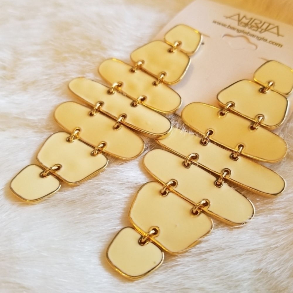 NWT Amrita Singh Ivory Goldtone Broome Street Gold Earrings - Picture 10 of 10